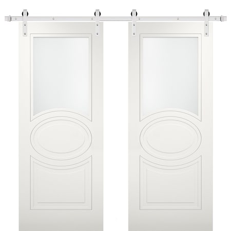 Vdomdoors Double Barn Interior Door, 48" x 80", White MELA7012DB-S-WS-48
